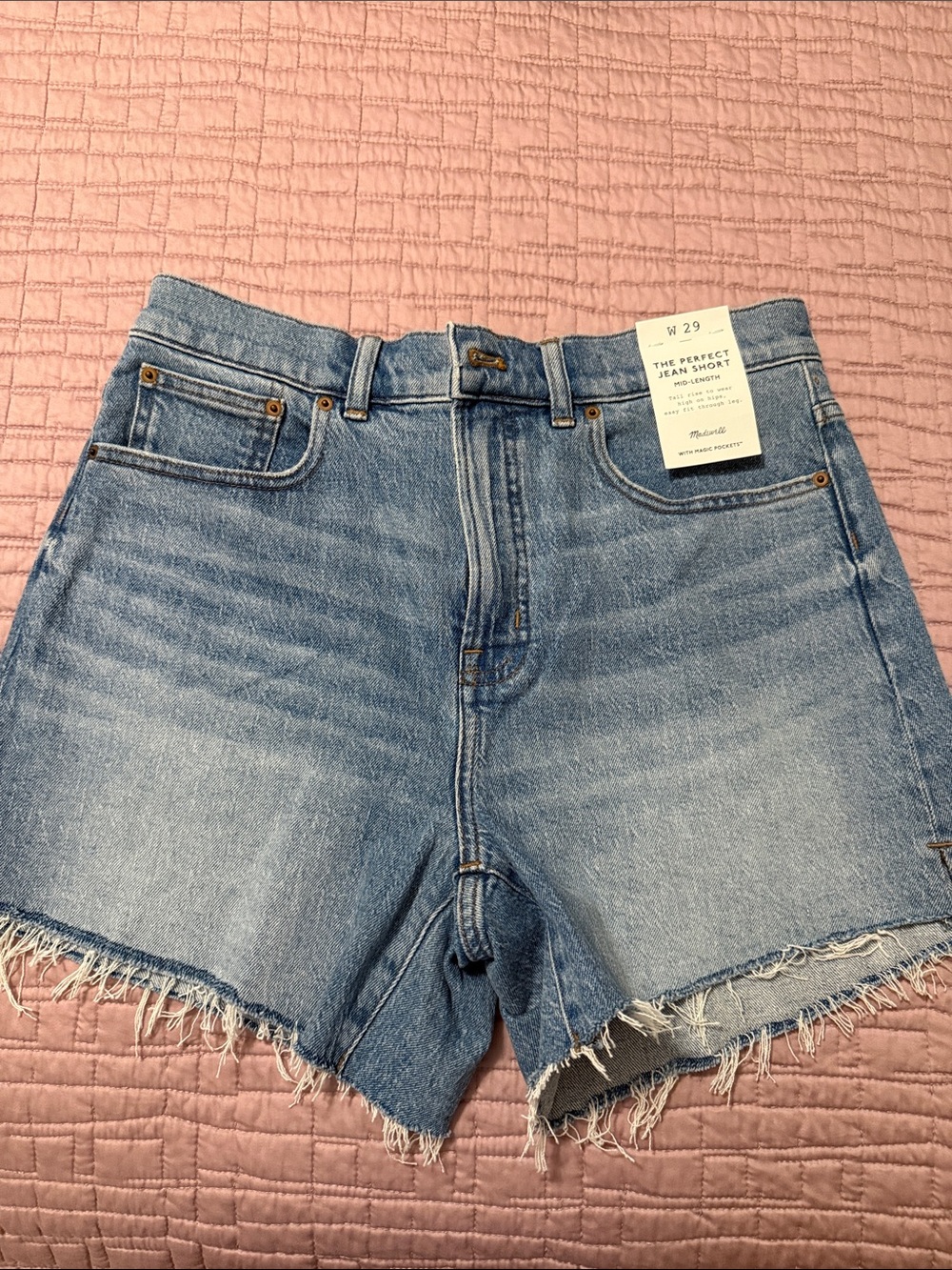 Madewell Light Wash Frayed Hem The Perfect Jean Short